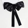 Horquilla de lazo blanco y negro estilo coreano con resorte, cinta de color liso que combina con todo, media horquilla para el pelo, accesorios elegantes para el cabello