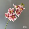 Flor Artificial de Orquídea Cymbidium Grande de Tacto Real 3D, Orquídea de Película Tridimensional para Arreglos Florales y Decoración de Bodas