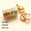 Pendientes de aro Kajia Rose Gold Design Rayados Nueva Versión Alta Clásicos de Tornillo Pareja Acero de Titanio