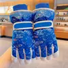 Guantes de Esquí para Niños Invierno Más Terciopelo Cálidos Antideslizantes Dibujos Animados Patrón Espacial Niños Niñas Más Terciopelo Engrosados Juego en la Nieve