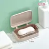 Caixa de sabão criativa com tampa flip-top, caixa de drenagem simples de plástico transparente, caixa de sabão para casa e dormitório, caixa de sabão para banheiro e varanda