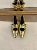 Primer Encuentro Zapatos de Cuero Pequeños para Mujer Mary Jane Puntiagudos con Aumento de Altura Estacional, Hebilla Dorada para Cinturón, Zapatos de Salón Individuales Estilo Retro Francés