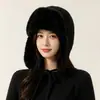 Gorro Lei Feng forrado de polar con protección para las orejas para mujer, gorro tejido grueso de felpa para otoño e invierno, gorro cálido, a prueba de viento y resistente al frío para exteriores