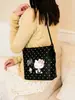 Bolsa de Ombro Única Desenho HelloKitty Feminina Grande Capacidade Bolsa Tote de Bolinhas Pretas Versátil da Moda Bolsa Transversal para o Dia a Dia
