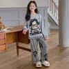 Pijama infantil para primavera e outono, modelo fino de manga longa em modal para meninas, novo modelo para meninas mais velhas, roupa de casa popular