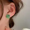 Pendientes Geométricos de Corazón con Goteo de Aceite de Aguja Plateada Pendientes de Flor Simples Coreanos Pendientes Elegantes de Moda Pendientes de Gama Alta para Mujeres