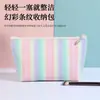 Bolsa de Maquiagem Listrada Colorida de Alta Qualidade Transfronteiriça, Bolsa de Armazenamento Impermeável Grande Capacidade para Viagem, Necessaire Fofa para Cosméticos