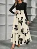 En Stock Transfronterizo Europeo y Americano Vestido Nuevo Impreso de Manga Larga Línea A para Mujer Primavera y Otoño 2026, Elegante Vestido Largo para Viajar al Trabajo