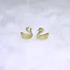 Pendientes de Cisne Cepillados Hechos a Mano de Plata S925 para Mujer, Estilo Coreano, Sencillos, Modernos, Cisne Pequeño Lindo, Pendientes Elegantes para Niñas