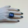Anel de Resina Quadrado Octogonal Diamante Estilo Ins Novo Retro Colorido Simples Criativo Anel Doce