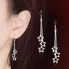 Pendientes de borlas con estrella de cinco puntas bañados en plata Pendientes Nuevos pendientes largos elegantes de moda con estrella de Internet que combinan con todo