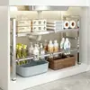 Estante de Almacenamiento Retráctil para Fregadero de Cocina Estante en Capas de Acero Inoxidable Almacenamiento Interior de Gabinete Acero Inoxidable Multifuncional para Utensilios de Cocina