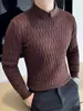 Suéter Falso de Dos Piezas con Cuello de Camisa para Hombre, Manga Larga Estilo Otoño e Invierno, Casual de Negocios, Versátil, Camiseta Base de Punto Ajustada