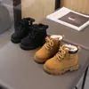 Botas Martin Nuevas de Invierno 2026 para Niños, Zapatos de Algodón Forrados de Felpa, Botitas Amarillas para Niños y Niñas, Zapatos de Bebé Estilo Británico, Botines