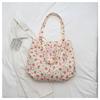 Bolsa Tote de Lona da Moda 2025 Bolsa de Compras de Axila Ombro Único Feminina Grande Capacidade Praia Novo Floral Rosa Macia