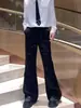 Fornecido diretamente pelo fabricante, calça masculina preta micro-flare, novo estilo de nicho com design de céu estrelado e respingos de tinta, calça casual de alta qualidade