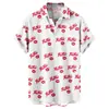 Camisa Informal de Manga Corta Suelta y Moderna para Hombre con Estampado de Corazón Estilo Nuevo Transfronterizo para el Día de San Valentín Sin Bolsillos