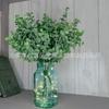 Fábrica transfronteiriça de flores artificiais planta folha de dinheiro eucalipto Arranjo de flores de casamento dourado buquê de decoração de eucalipto de geada branca