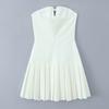 9666-25 Vestido de falda plisada ajustada con tirantes de lazo y pecho para niña, estilo europeo y americano, de principios de primavera