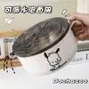 Tigela de aço inoxidável com tampa, adequada para dormitórios estudantis, pode ser usada como tigela de frutas, uma tigela para escorrer água, uma tigela de grande capacidade para arroz e uma tigela estilo japonês para macarrão instantâneo.