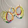 Brincos de Miçangas Coloridos Doces Únicos Arco-Íris de Verão para Mulheres com Senso de Design Brincos Versáteis Dopamina