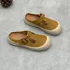 Chinelos Vintage de Couro Genuíno com Biqueira Fechada, Tamanho 26, Chinelos de Verão com Solado Grosso Estilo Birkenstock, Sandálias Casuais Confortáveis de Couro Bovino Macio Meia-Bota Femininas