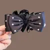 Popular pinza para el pelo de tela esponjosa con encaje de estrellas y lazo de gasa de burbujas, pinza de garra extragrande para recogidos en la parte posterior de la cabeza