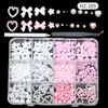 Adornos para Uñas de Lazo Caliente Transfronterizos Perla de Resina Flor de Cinco Pétalos Amor Set de 12 Cajas para Uñas DIY