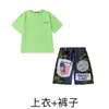 Conjunto de Ropa de Hip-Hop a la Moda para Niños, Pantalones Cortos de Mezclilla con Parches de Manga Corta, Conjunto de Ropa para Actuación, Ropa Elegante de Hip-Hop para Actuación