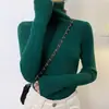 Suéter Blanco de Cuello Alto para Mujer Otoño Invierno Nuevo Estilo Cuello de Tortuga Camisa Fina de Capa Base Top Interior Elegante