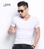Playera de Manga Corta de Color Sólido para Hombre, Juvenil, Estilo Coreano, Ajustada, Cuello Redondo, Cuello en V, Camiseta Básica, Verano, Hombre, Sencilla, Combinable con Todo, Moderna, Camiseta para Hombre