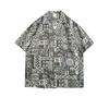 Camisa hawaiana de cuello cubano con flores para hombre, manga corta, japonesa, de verano, holgada, estampada, combinable con todo, con solapa, tienda de fábrica