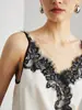 Camisola de Seda para Mulheres 2026 Primavera/Verão Novo Estilo Roupa para o Trabalho ou para Usar por Baixo ou por Cima Renda de Cílios Top de Seda de Amora