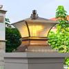 Lámpara Solar de Pilar de Cobre Puro Estilo Chino Nuevo, Lámpara de Pilar para Puerta de Villa Impermeable para Exteriores, Lámpara de Pilar para Valla Rural