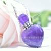 Fábrica atacado jade coração de pêssego perfume frasco em pó cristal fluorita cristal amor aromaterapia frasco de óleo essencial garrafa pendente joias