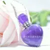 Fábrica Outlet Óleo Frasco Pedra Natural Formato de Coração Coração de Pêssego Pingente de Aromaterapia Cristal Rosa Jade Frasco de Perfume