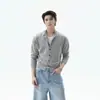 Estilo Old Money Cárdigan de Punto Elegante Ajustado Unisex de Manga Larga Abrigo Cleanfit Primavera Otoño