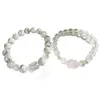 Turquesa branca combinada com contas de cristal de formato único, uma pulseira masculina com contas ovais de cristal rosa e detalhes em pérola, uma pulseira feminina perfeita como presente para um encontro ou aniversário
