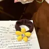 Nueva Banda Elástica de Flor Flockada para el Cabello de Otoño e Invierno, Coleta Sencilla que No Daña el Cabello, Exquisita Goma Elástica para el Cabello de Diamante Brillante