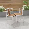 Juego de mesa y sillas de té para ocio al aire libre para patio, hecho de madera plástica, adecuado para villas al aire libre, casas pequeñas y espacios al aire libre, impermeable y resistente al sol