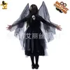 Asas de Menina Fantasma Fantasia Festival das Fantasmas Halloween Vestido com Estampa de Esqueleto Fantasia Noiva Zumbi de Terror