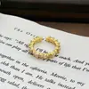 Anel Aberto Elegante Vintage de Zircônia de Nicho de Luxo com Estilo Cortesão, Adequado para Festas Noturnas, Anel Versátil de Luxo Leve
