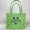 Bolsa de playa de Pascua para mujer europea y americana bolsa de pelo verde navideño con agujeros extraños bolsa de playa eva bogg bag
