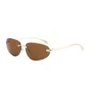 Gafas Ovaladas Sin Montura Unisex Gafas de Sol Estilo Retro Callejero Nuevas Gafas de Sol de Marco Pequeño Europeas y Americanas Moldeadoras de Rostro Modernas