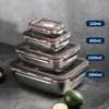 Aço inoxidável 304 de grau alimentício recipiente selado à prova de derramamento à prova de vazamento caixa de armazenamento caixa de armazenamento para geladeira caixa de almoço portátil