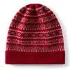 Gorro de Punto de Cachemira Otoño/Invierno Nuevo Vintage Jacquard de Moda Versátil Sencillo Cálido Protector de Orejas Anti-Frío