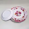 Louça de melamina disco de melamina 7 polegadas 8 polegadas 9 polegadas prato redondo prato raso redondo ondulado prato raso com aplique branco