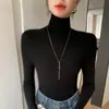 Listo para Usar de Primera Línea Mezcla de Lana Ajustado Otoño e Invierno Nuevo Corte Delgado Cuello de Pila Color Sólido Suéter Interior Ropa de Punto Base
