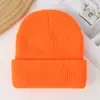 Gorro de Punto de Color Sólido con Panel de Luz, Tejido en Máquina Circular, Color Puro Doble Capa de Acrílico, Cúpula, Cálido para Exteriores, Gorro Pulóver para Ciclismo