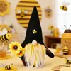 Festival de la Abeja de la Cosecha Muñecos de Dibujos Animados en Postura Sentada Adornos Abeja Girasol Muñeco sin Rostro Escena de Muñecos Accesorios para Vestir